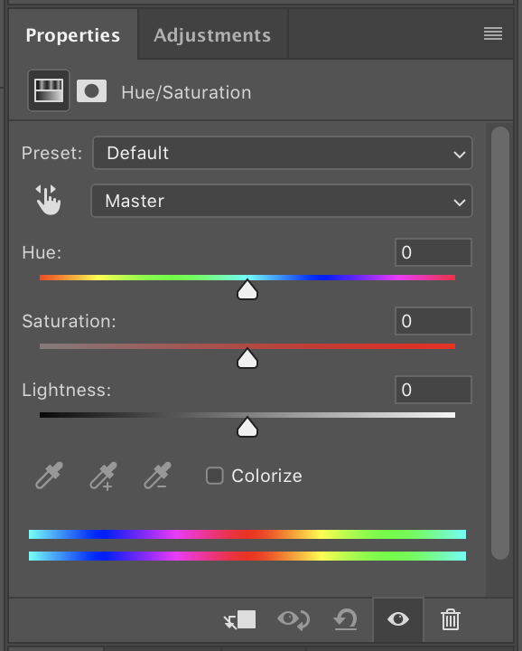 Hue/Saturation adjustment layer options