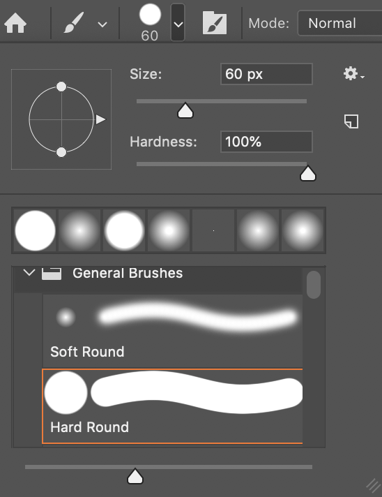 Photoshop brush settings panel