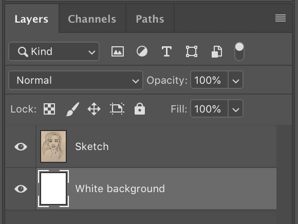 Sketch & white background layer